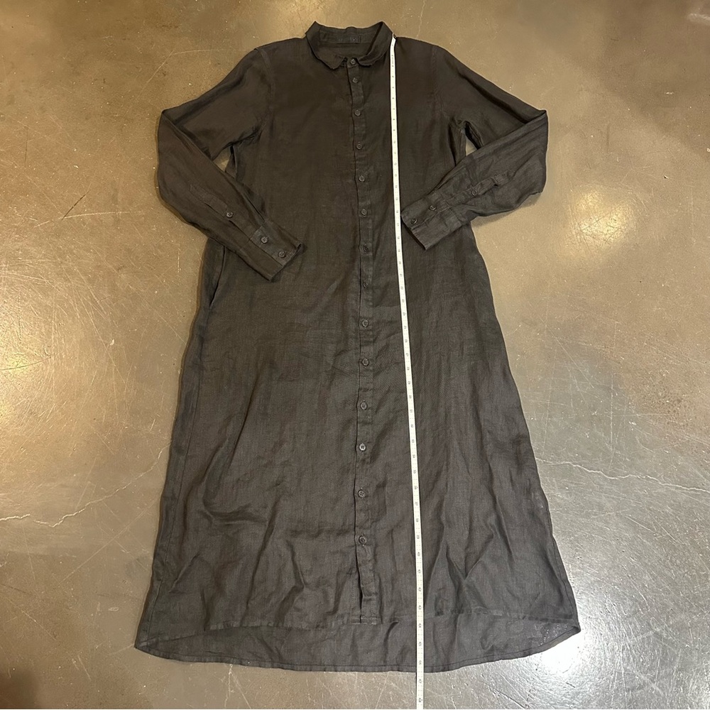 CP Shades - Black Linen Long Sleeve Midi Dress / Coverup - Size XS - Picture 7 of 13